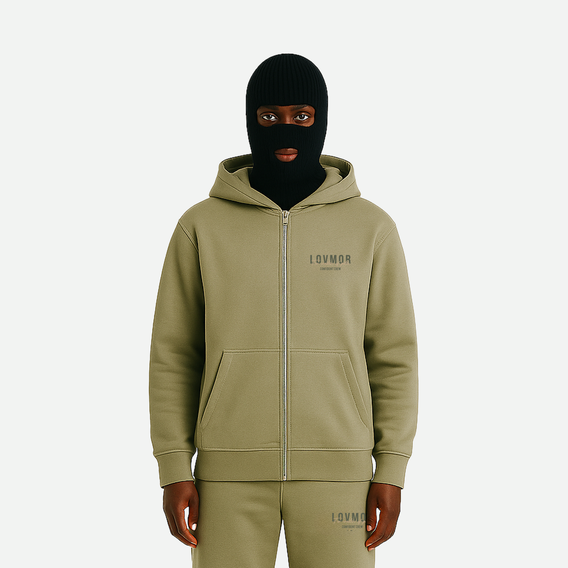 CONFIDENT CREW ZIPER PALEOLIVE