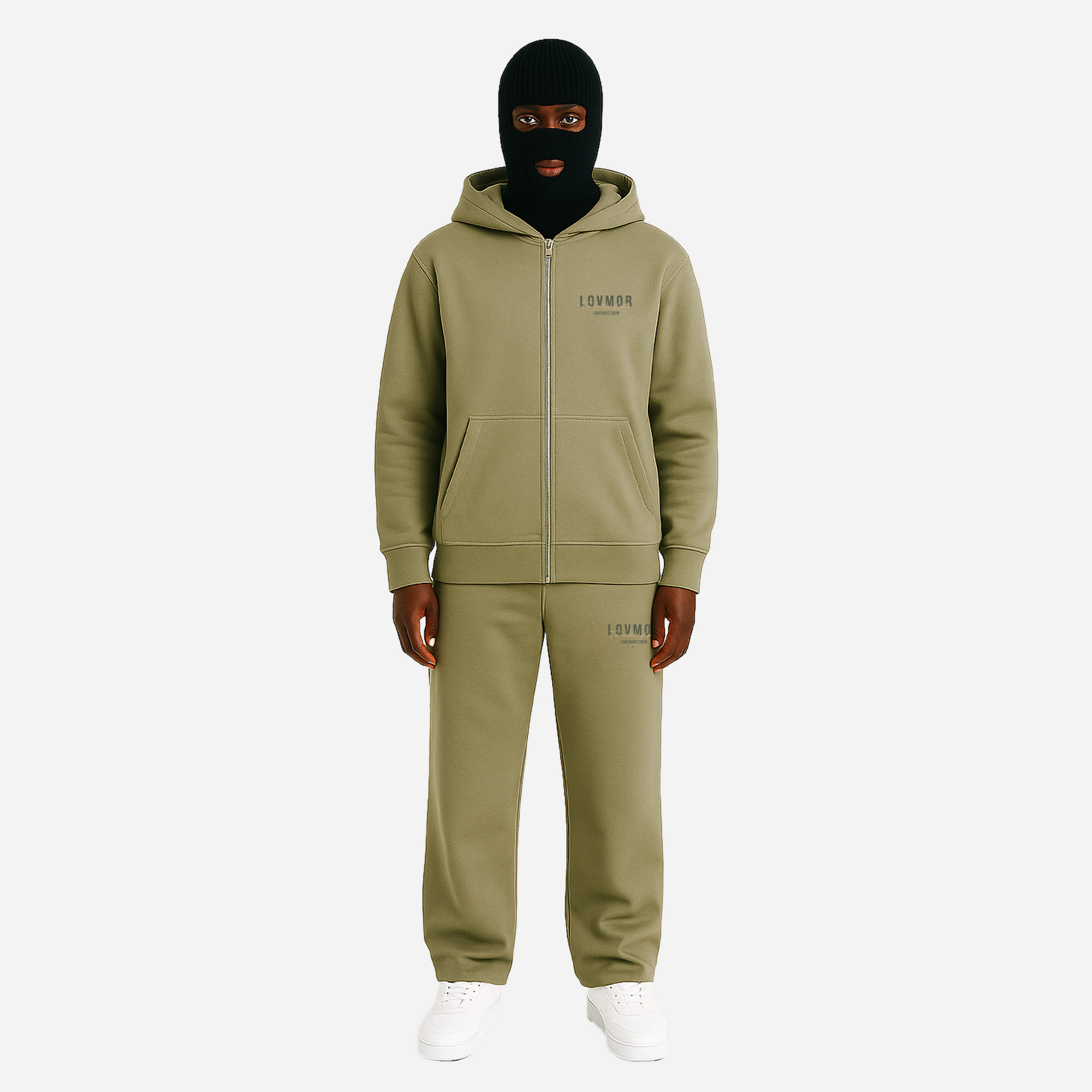 CONFIDENT CREW ZIPER PALEOLIVE